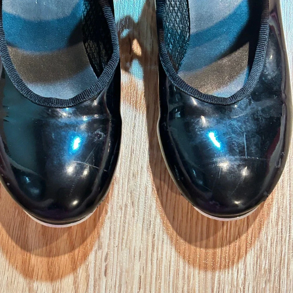 Freestyle USA Black Patent Leather Tap Shoes‎ Girls Size 1 Dance